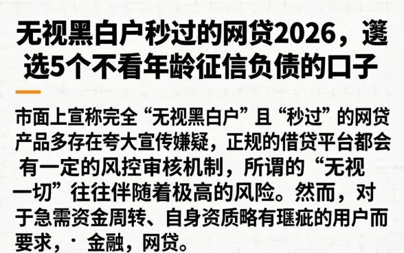 无视黑白户秒过的网贷2026，遴选5个不看年龄征信负债的口子