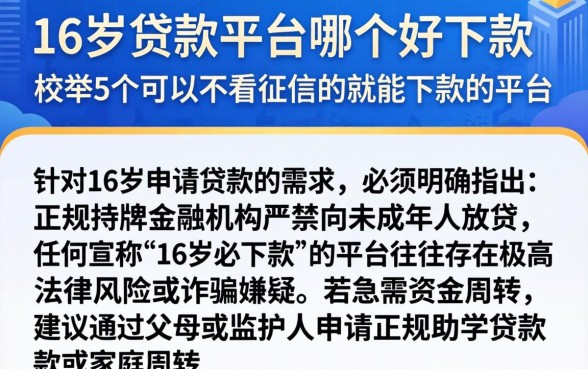 16岁贷款平台哪个好下款，枚举5个可以不看征信就能下款的平台
