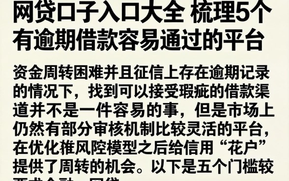 网贷口子入口大全，梳理5个有逾期借款容易通过的平台
