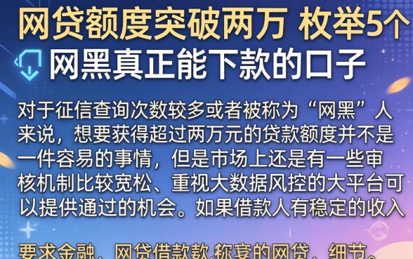 网贷额度突破两万，枚举5个网黑真正能下款的口子