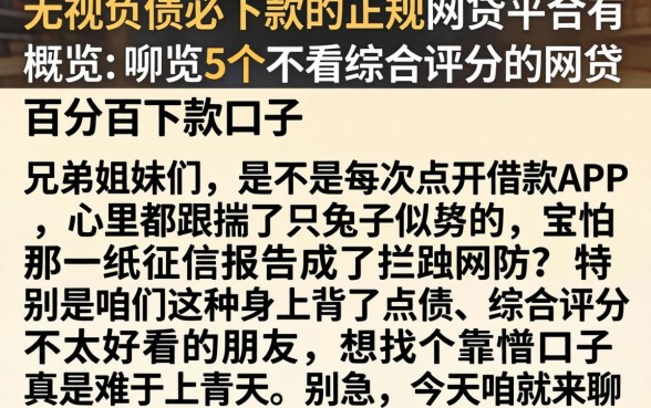 无视负债必下款的正规网贷平台有哪些,概览5个不看综合评分的网贷百分百下款口子
