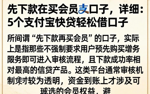 先下款在买会员的口子，详细阐述5个支付宝快贷轻松借口子