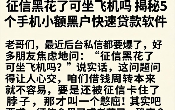 征信黑花了可坐飞机吗，揭秘5个手机小额黑户快速贷款软件