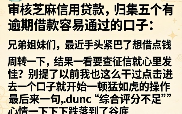 审核芝麻信用贷款，归集五个有逾期借款容易通过的口子