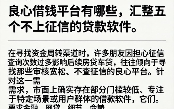 良心借钱平台有哪些，汇整五个不上征信的贷款软件