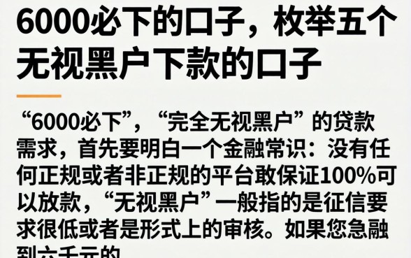 6000必下的口子，枚举五个无视黑户下款的口子