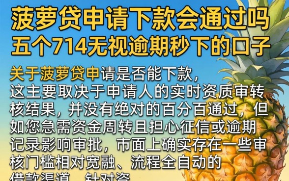 菠萝贷申请下款会通过吗，细致阐述五个714无视逾期秒下的口子
