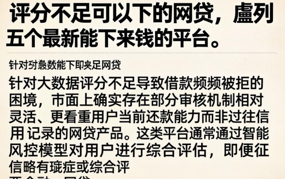 评分不足可以下的网贷，胪列五个最新能下来钱的平台