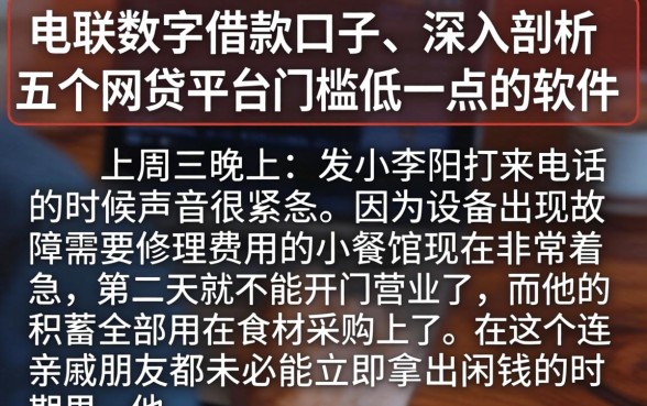 电联数字借款口子，深入剖析五个网贷平台门槛低一点的软件