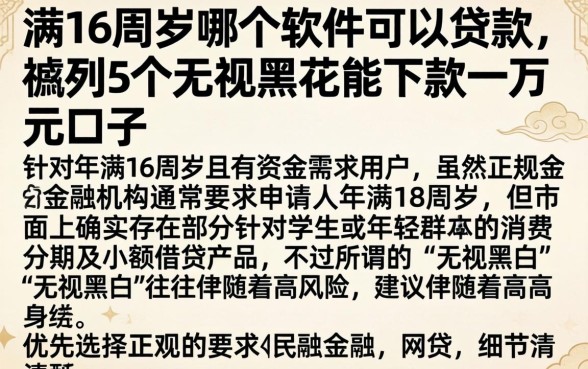 满16周岁哪个软件可以贷款，胪列5个无视黑花能下款一万元口子