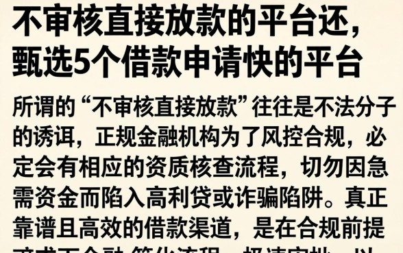 不审核直接放款的平台不还，甄选5个借款申请快的平台