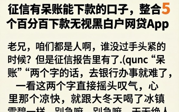 征信有呆账能下款的口子，整合5个百分百下款无视黑白户网贷app