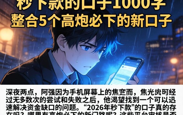 秒下款的口子1000字，整合5个高炮必下的新口子