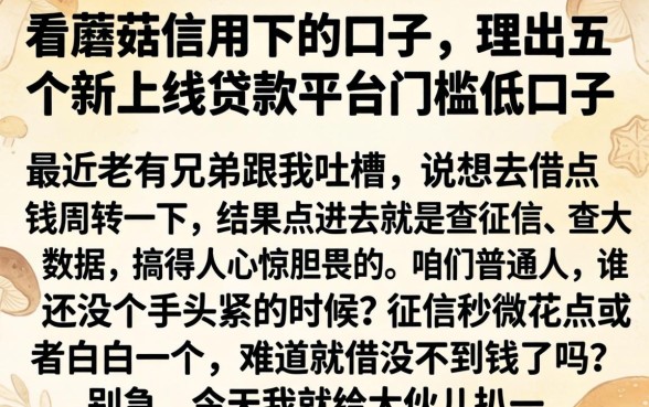 看蘑菇信用下的口子,理出五个新上线贷款平台门槛低口子