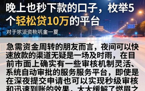 晚上也秒下款的口子，枚举5个轻松贷10万的平台