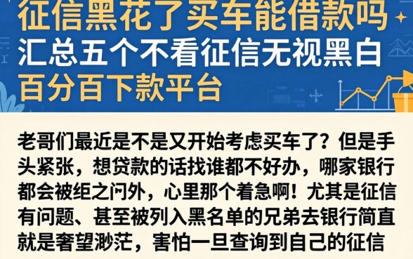 征信黑花了买车能借款吗，汇总五个不看征信无视黑白百分百下款平台