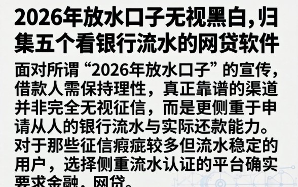 2026年放水口子无视黑白，归集五个看银行流水的网贷软件