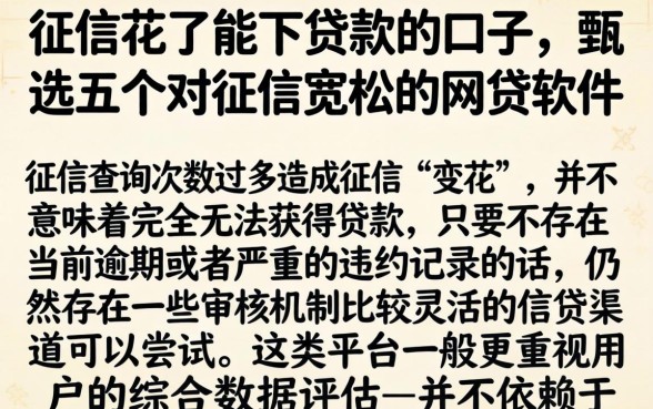 征信花了能下贷款的口子,甄选五个对征信宽松的网贷软件