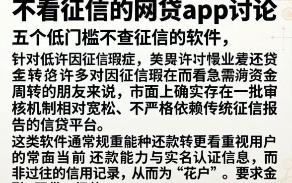 不看征信的网贷app讨论,细致阐述五个低门槛不查征信的软件