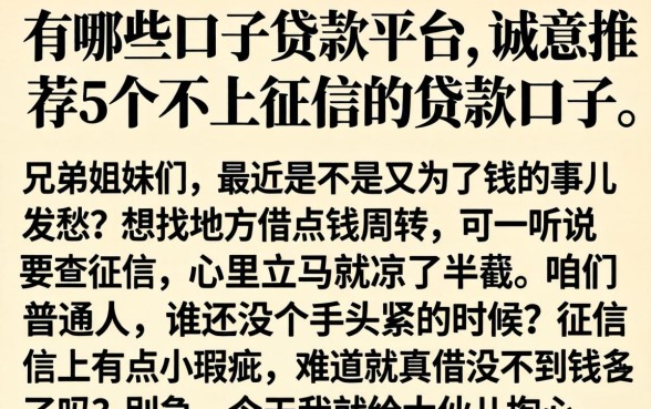 有哪些口子贷款平台，诚意推荐5个不上征信的贷款口子