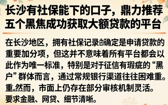 长沙有社保能下的口子，鼎力推荐五个黑户成功获取大额贷款的平台