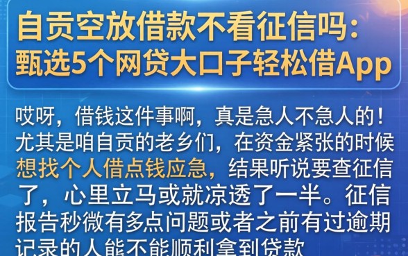 自贡空放借款不看征信吗，甄选5个网贷大口子轻松借app