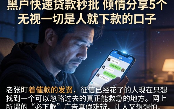 黑户快速贷款秒批，倾情分享5个无视一切是人就下款的口子