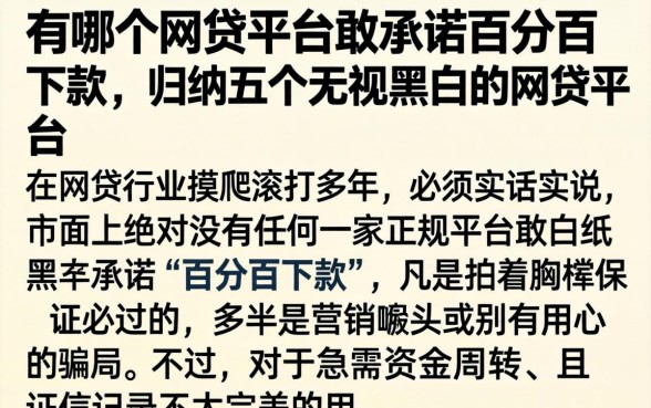 有哪个网贷平台敢承诺百分百下款，归纳五个无视黑白的网贷平台