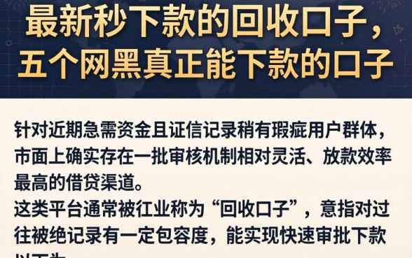 最新秒下款的回收口子，概括五个网黑真正能下款的口子