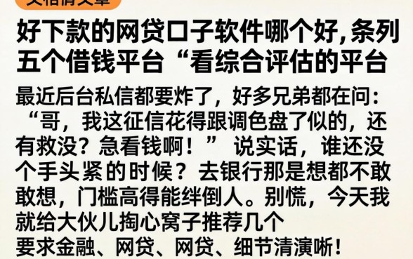 好下款的网贷口子软件哪个好，条列五个借钱平台不看综合评估的平台
