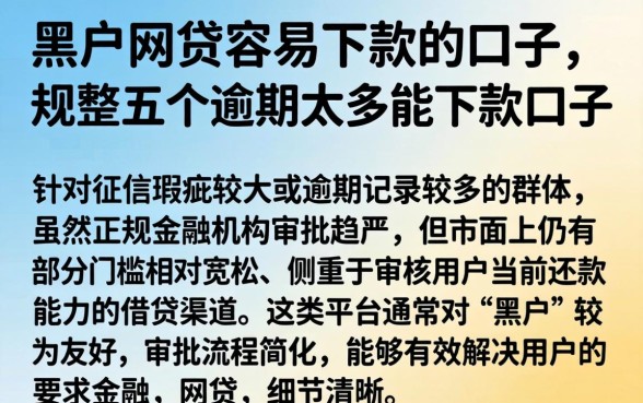 黑户网贷容易下款的口子,规整五个逾期太多能下款口子