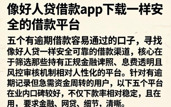 像好人贷借款app下载一样安全的借款平台，详细阐述五个有逾期借款容易通过的口子
