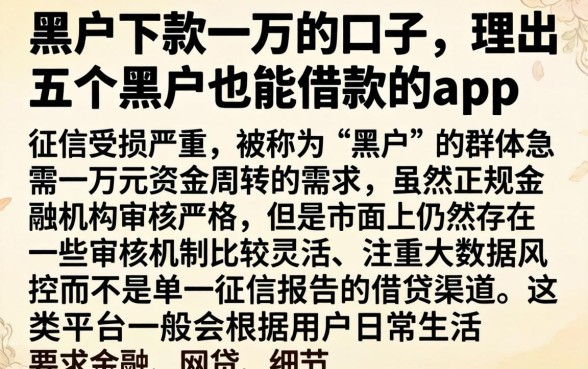 黑户下款一万的口子，理出五个黑户也能借款的app