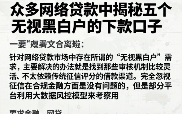 在众多网络贷款中，揭秘五个无视黑白户的下款口子