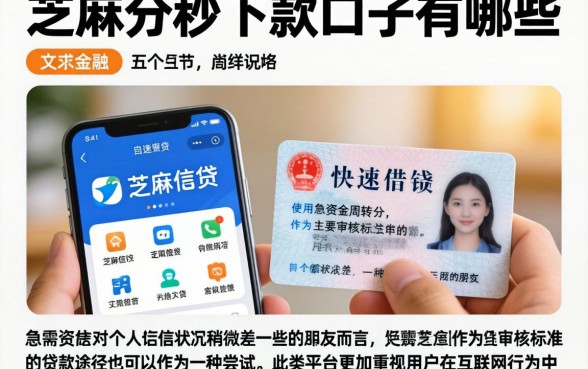 芝麻分秒下款口子有哪些，详尽说明五个手机和身份证快速借钱软件
