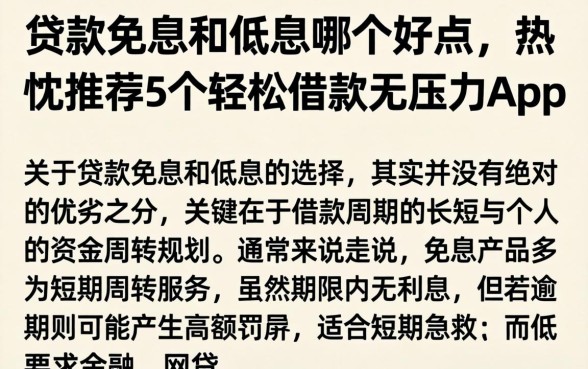 贷款免息和低息哪个好点，热忱推荐5个轻松借款无压力app
