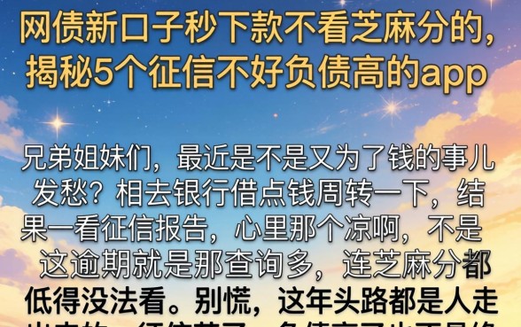 网贷新口子秒下款不看芝麻分的,揭秘5个征信不好负债高的app