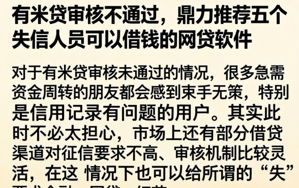 有米贷审核不通过，鼎力推荐五个失信人员可以借钱的网贷软件
