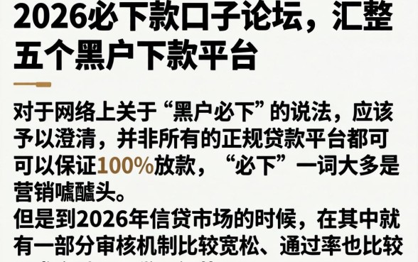2026必下款口子论坛，汇整五个黑户下款平台