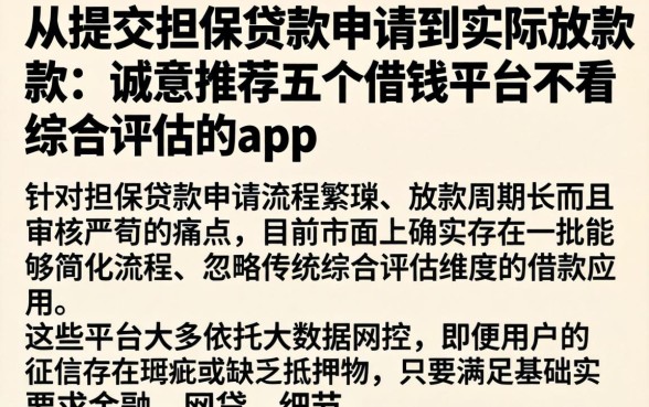从提交担保贷款申请到实际放款，诚意推荐五个借钱平台不看综合评估的app