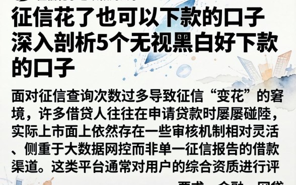 征信花了也可以下款的口子，深入剖析5个无视黑白好下款的口子