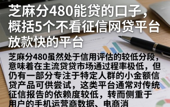 芝麻分480能贷的口子，概括5个不看征信网贷平台放款快的平台
