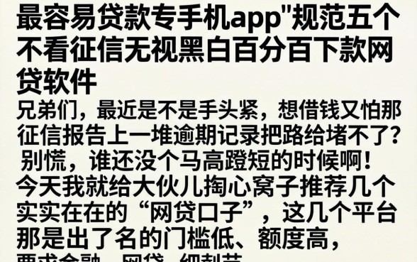 最容易贷款的手机app，规整五个不看征信无视黑白百分百下款网贷软件