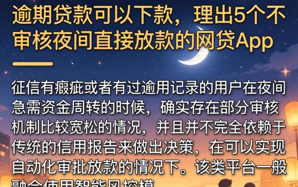 逾期贷款可以下款，理出5个不审核夜间直接放款的网贷app