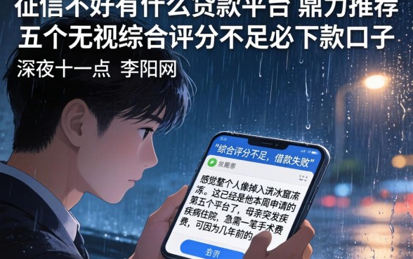征信不好有什么贷款平台，鼎力推荐五个无视综合评分不足必下款口子