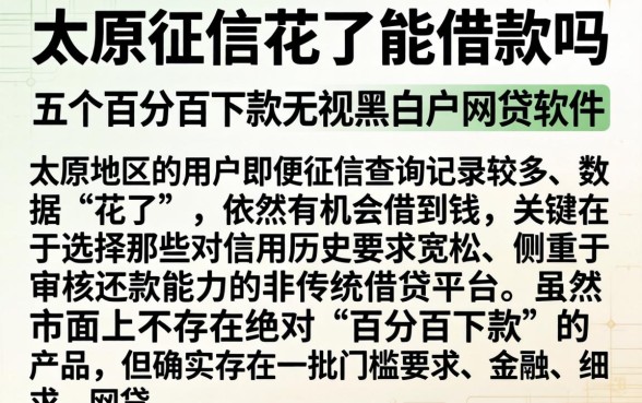 太原征信花了能借款吗，详尽说明五个百分百下款无视黑白户网贷软件