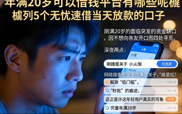 年满20岁可以借钱的平台有哪些呢，胪列5个无忧速借当天放款的口子
