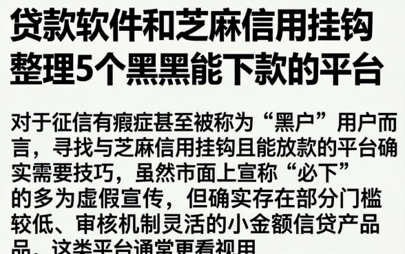 贷款软件和芝麻信用挂钩，整理5个黑户能下款的平台