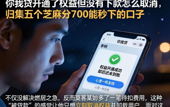 你我贷开通了权益但没有下款怎么取消，归集五个芝麻分700能秒下的口子