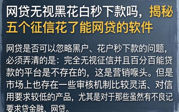 网贷无视黑花白秒下款吗，揭秘五个征信花了能网贷的软件